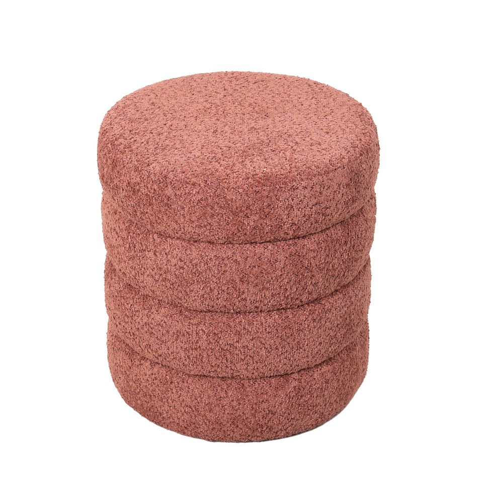 Pouf tissu effet fourrure rase vieux rose