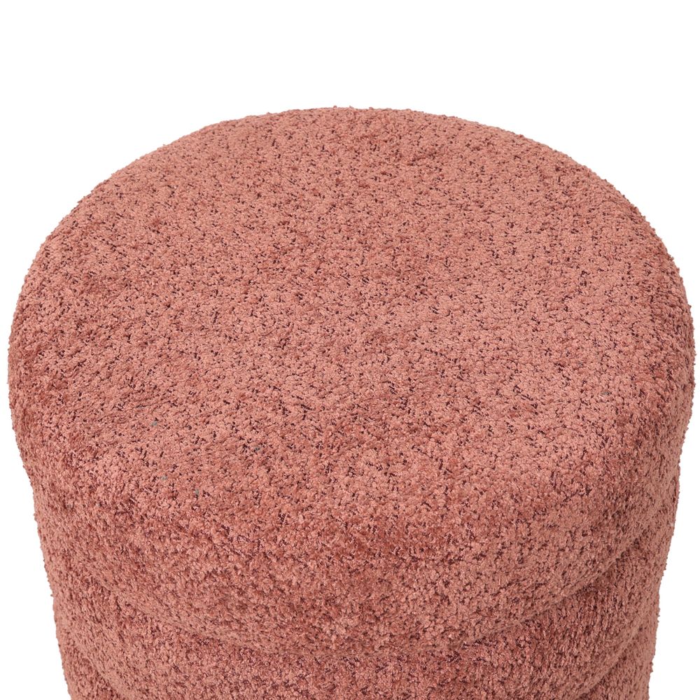 Pouf tissu effet fourrure rase vieux rose