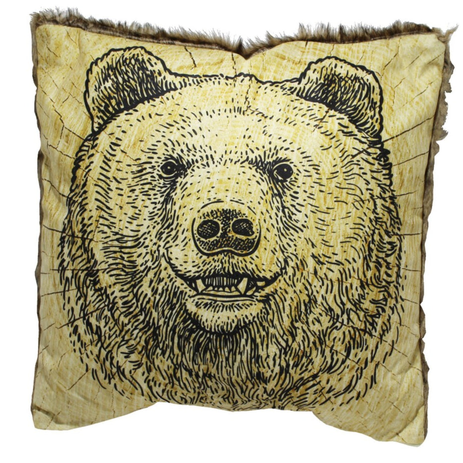 Coussin 45x45cm fausse Fourrure Marron & ours