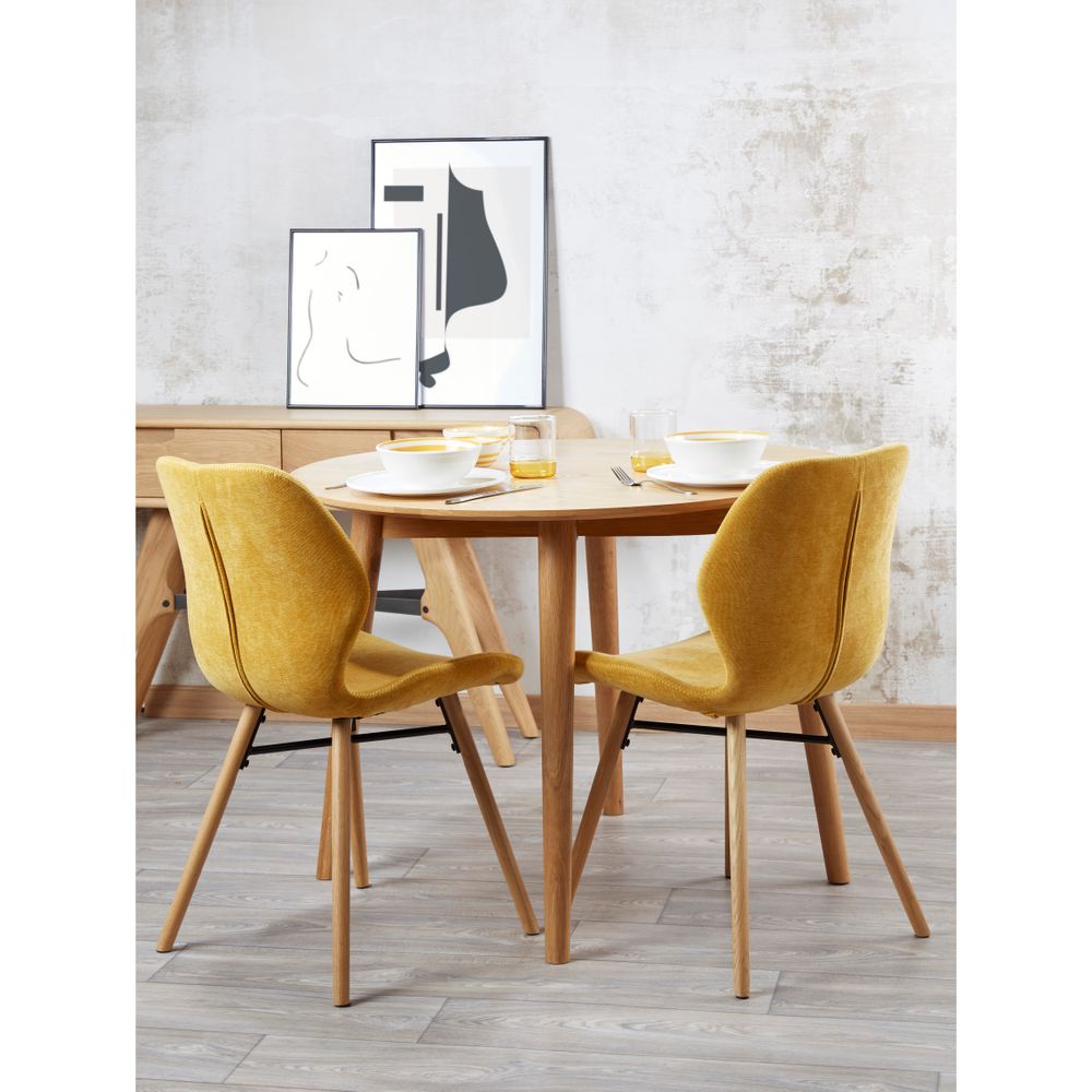 Chaise tissu soft touch moutarde