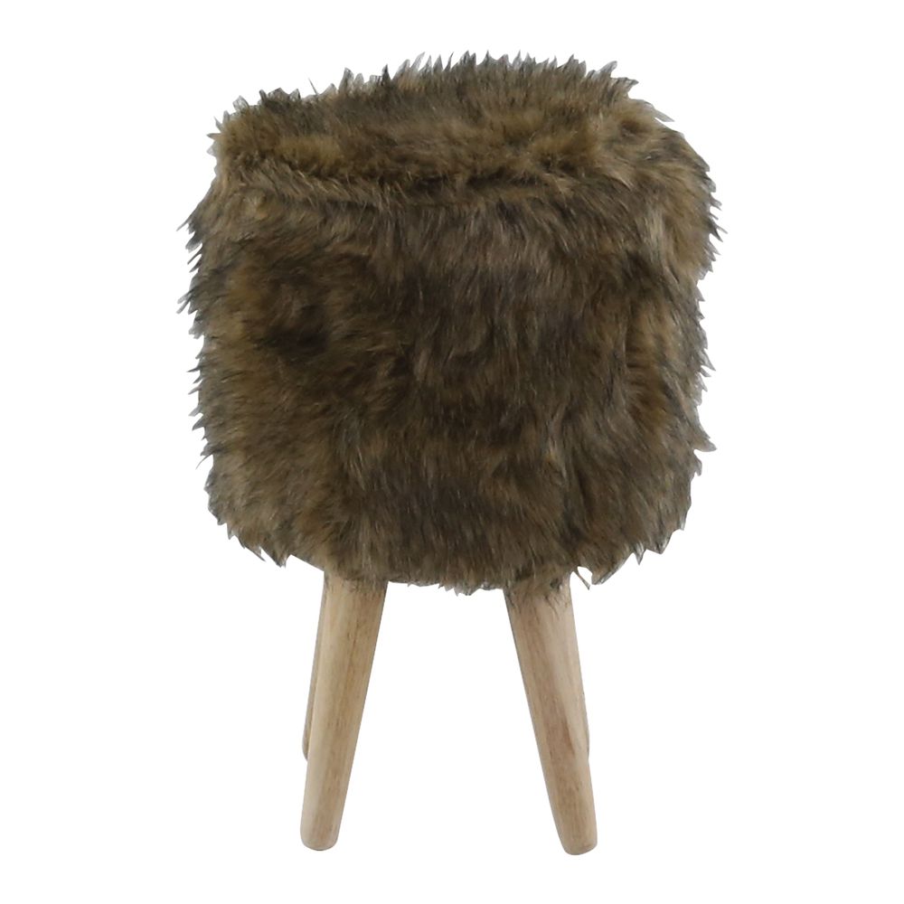 Pouf fausse fourrure marron