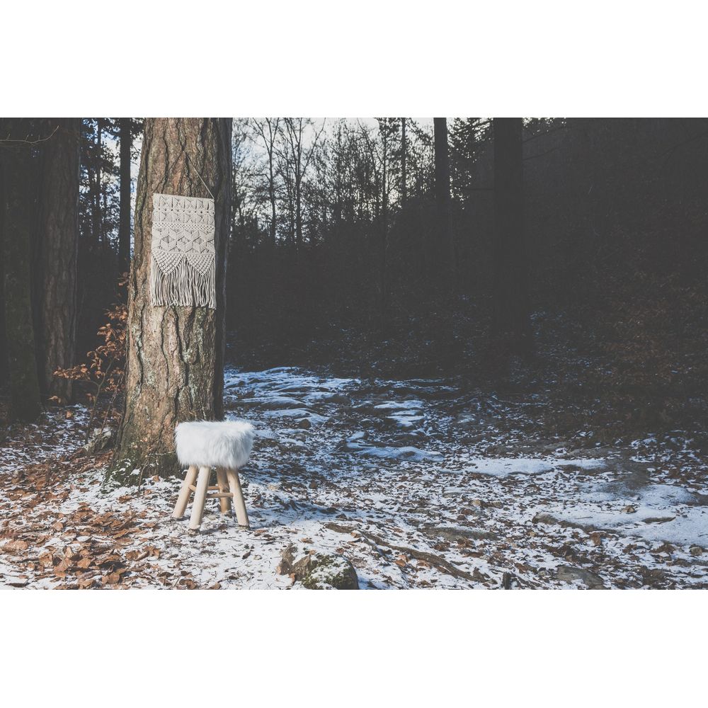 Pouf fausse fourrure blanche