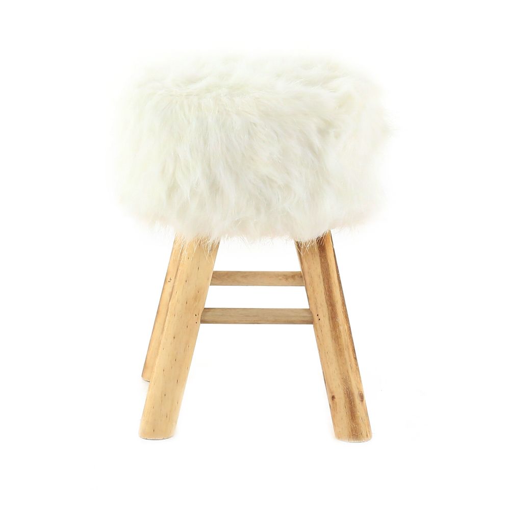 Pouf fausse fourrure blanche