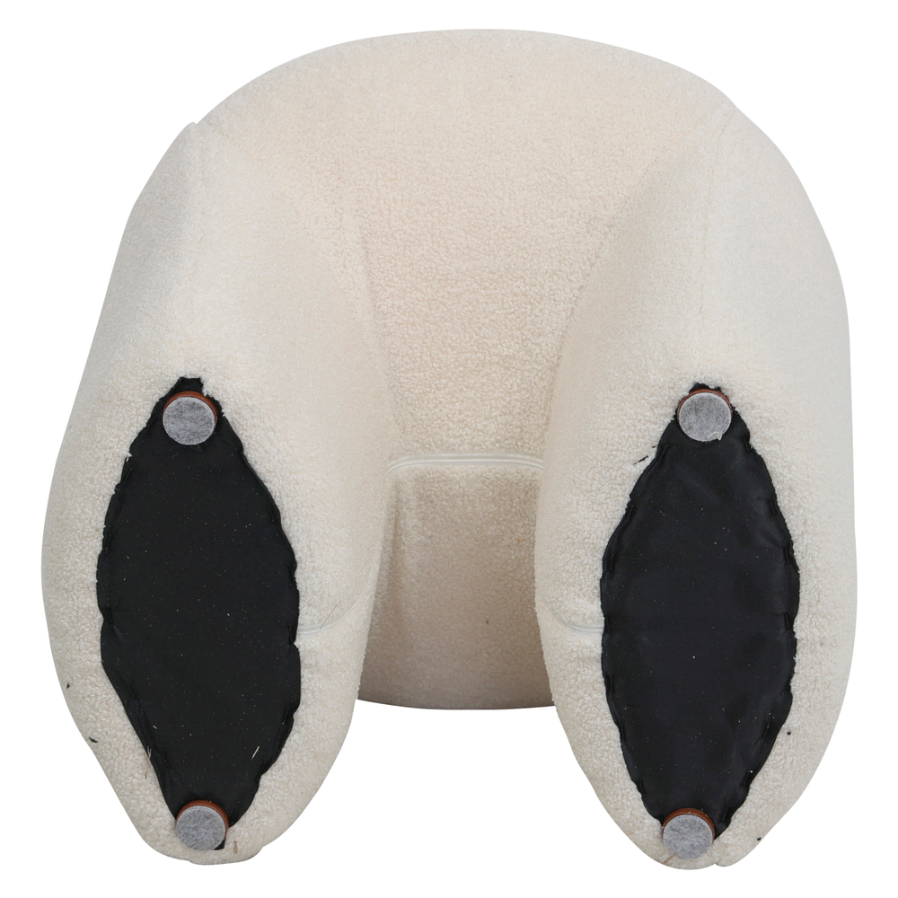 Pouf tissu effet laine bouclette beige