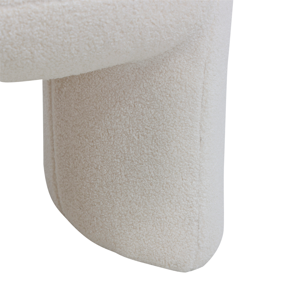 Pouf tissu effet laine bouclette beige