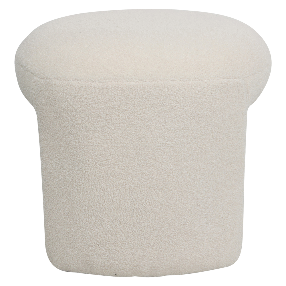 Pouf tissu effet laine bouclette beige