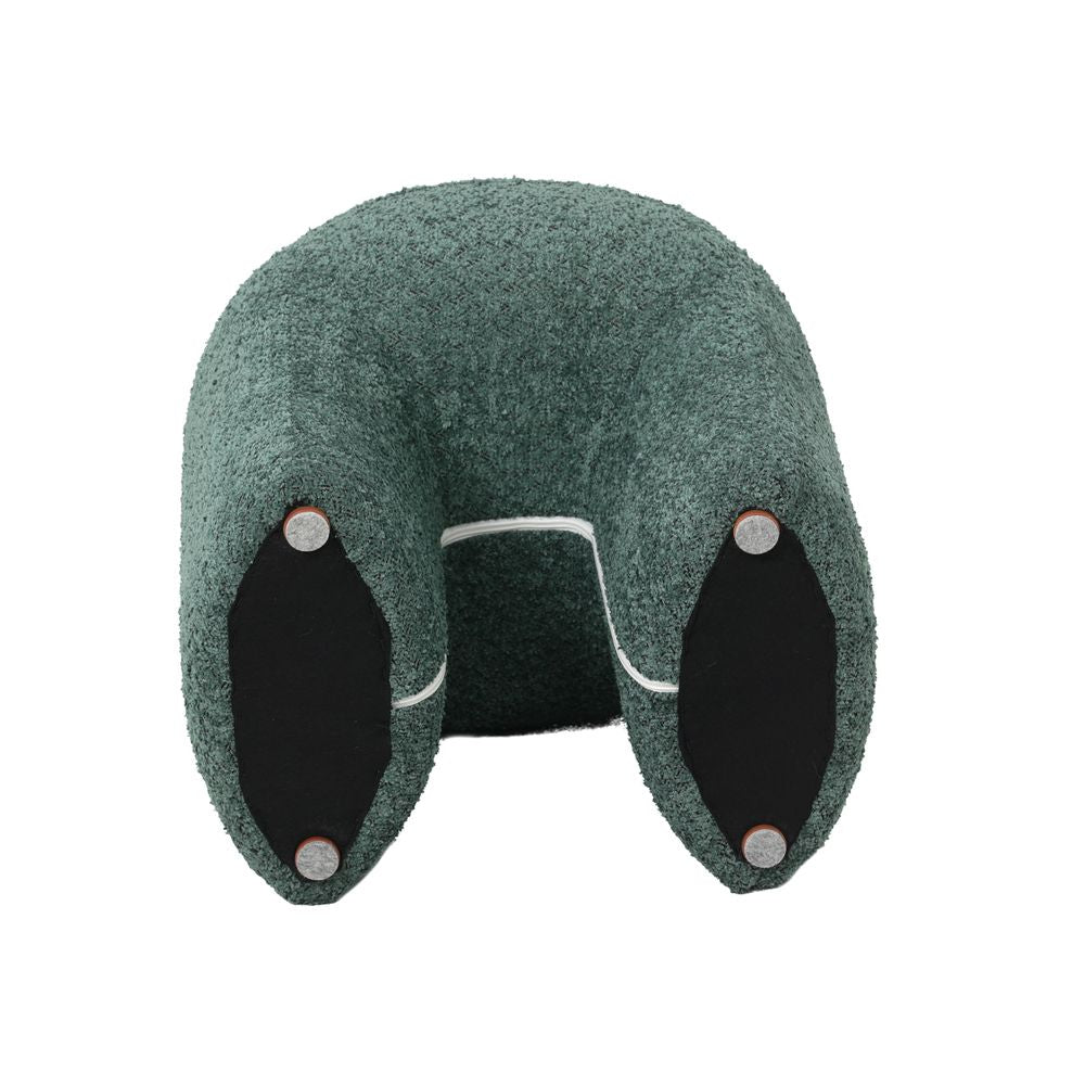 Pouf tissu effet fourrure rase vert emeraude