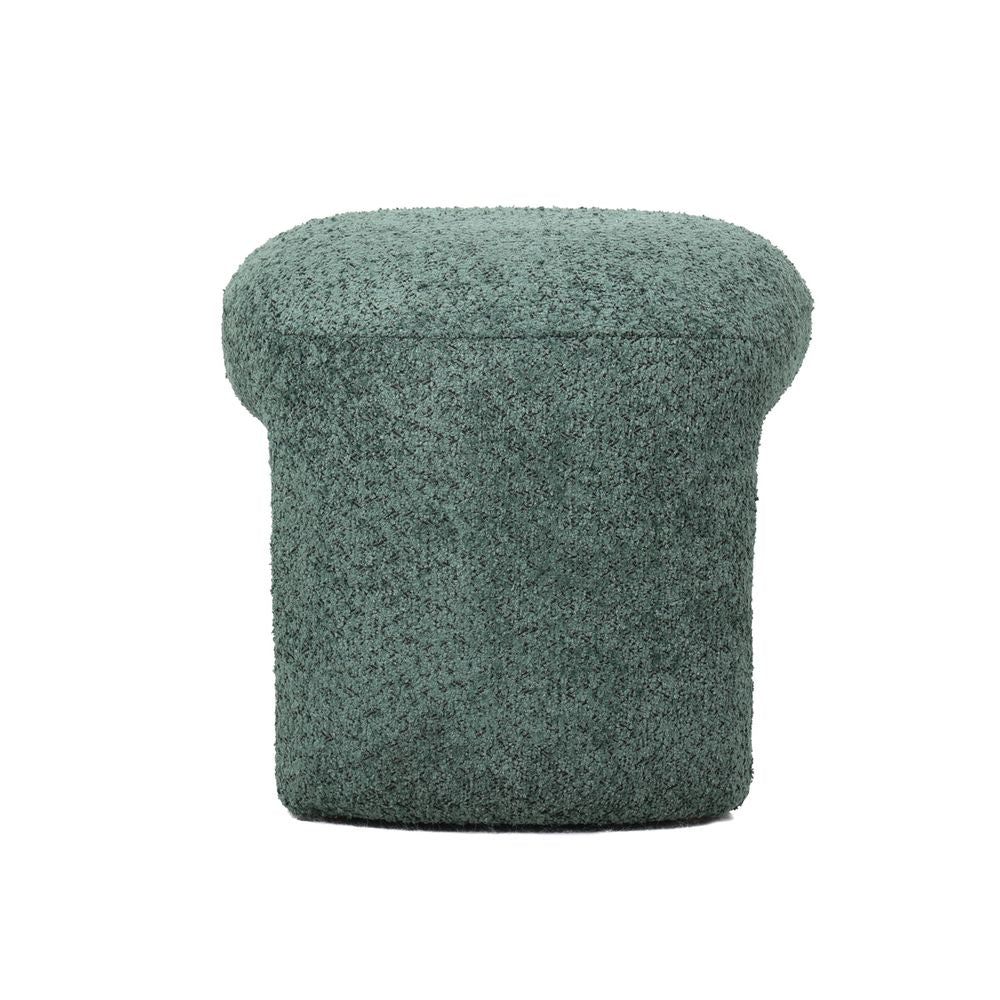 Pouf tissu effet fourrure rase vert emeraude
