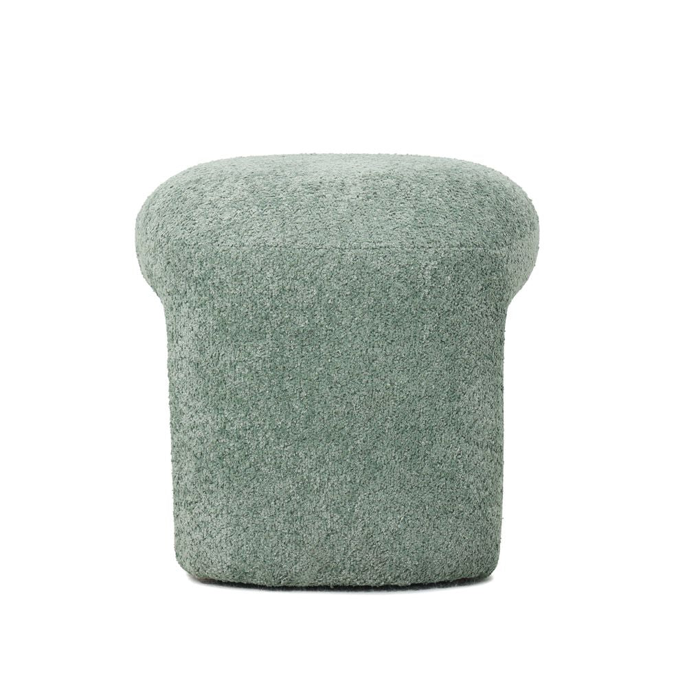 Pouf tissu effet fourrure rase vert d'eau