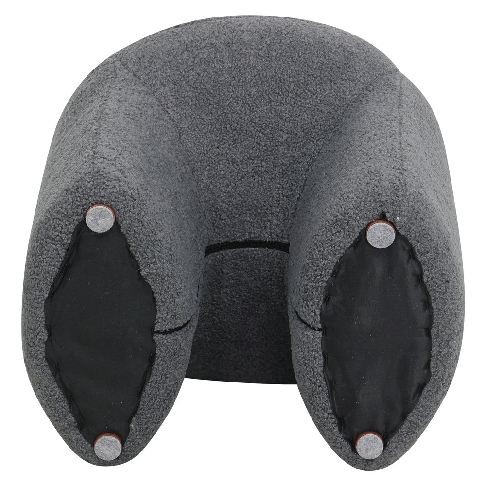 Pouf tissu effet laine bouclette gris bleu