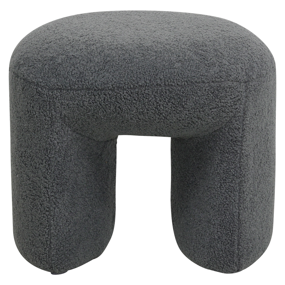 Pouf tissu effet laine bouclette gris bleu