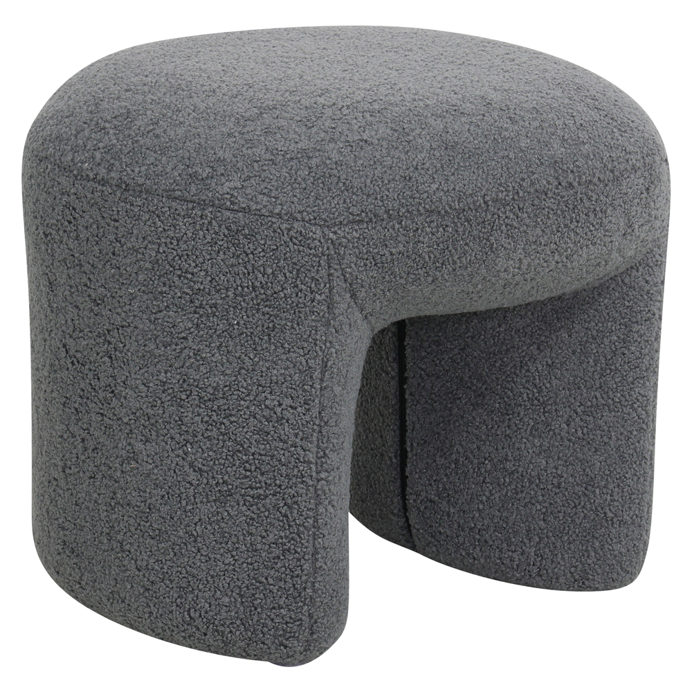 Pouf tissu effet laine bouclette gris bleu