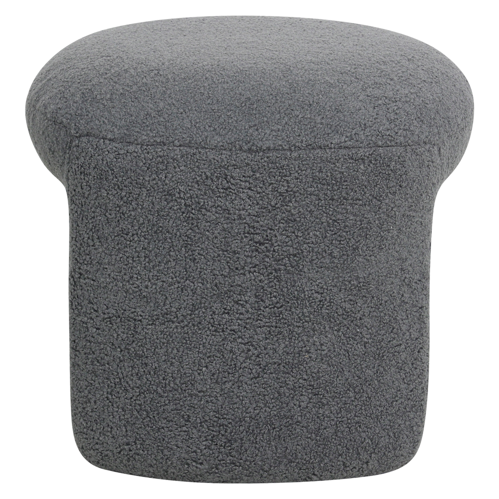 Pouf tissu effet laine bouclette gris bleu