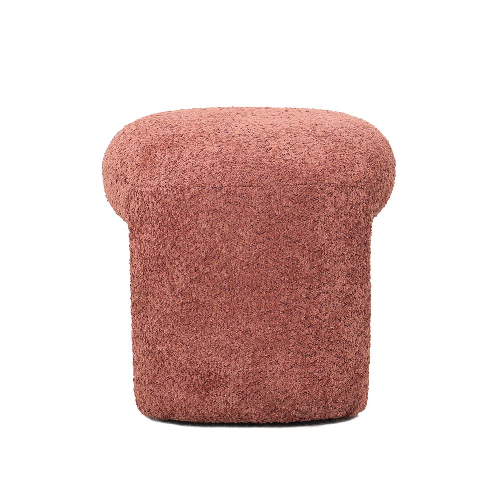 Pouf tissu effet fourrure rase vieux rose