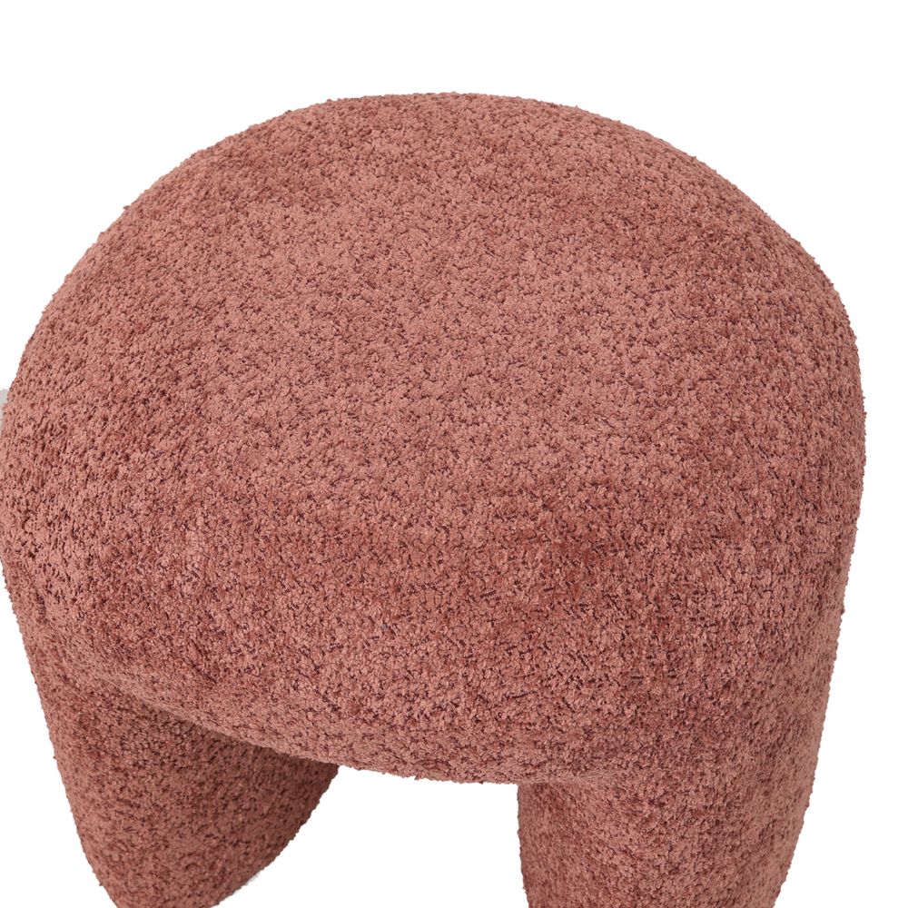 Pouf tissu effet fourrure rase vieux rose