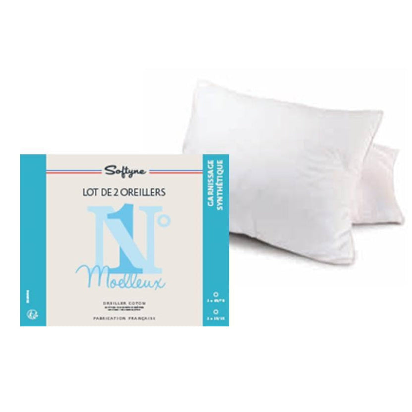 Lot de deux Oreiller 45x70 cm Softyne n°1 moelleux et anti-acariens