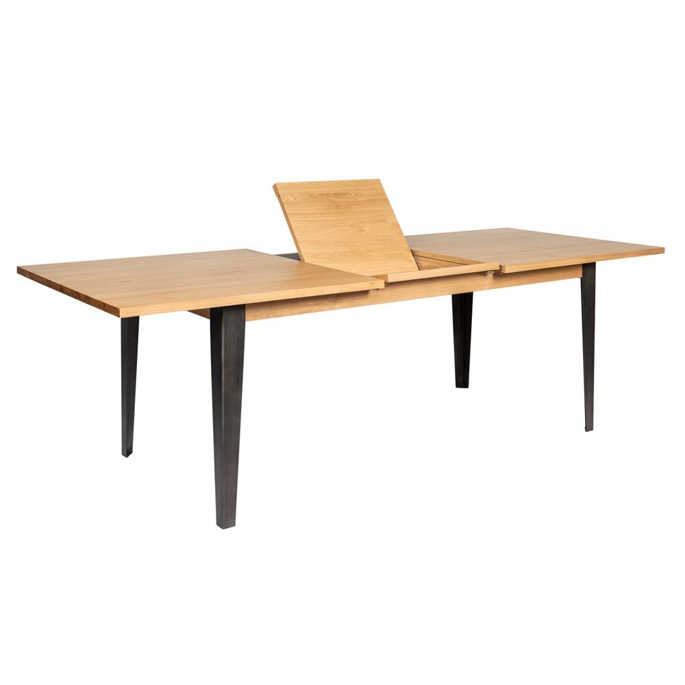 Table repas 180cm en placage chêne avec allonge intégrée 50 ou 60