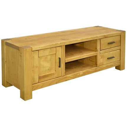 Meuble Tv Dibona 140 cm une porte deux tiroirs en bois massif