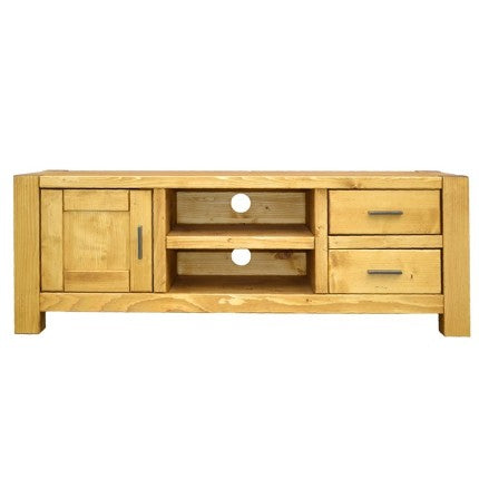 Meuble Tv Dibona 140 cm une porte deux tiroirs en bois massif