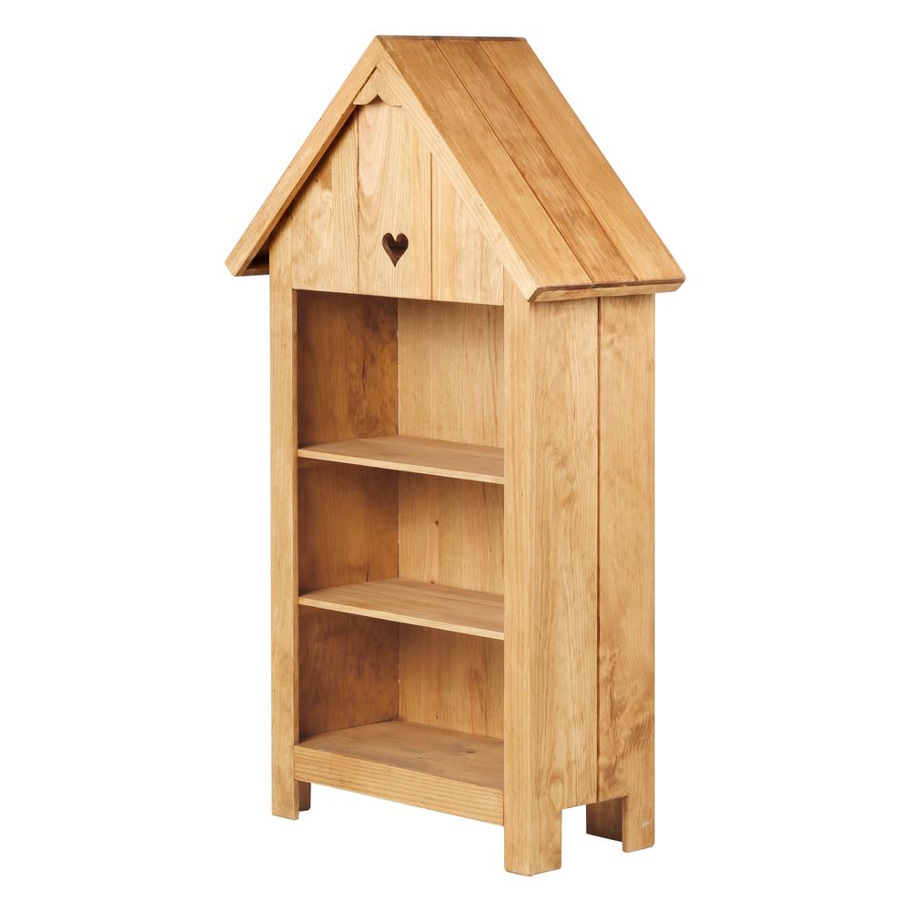 Bibliothèque 140cm pin bois massif avec toiture coeur Région