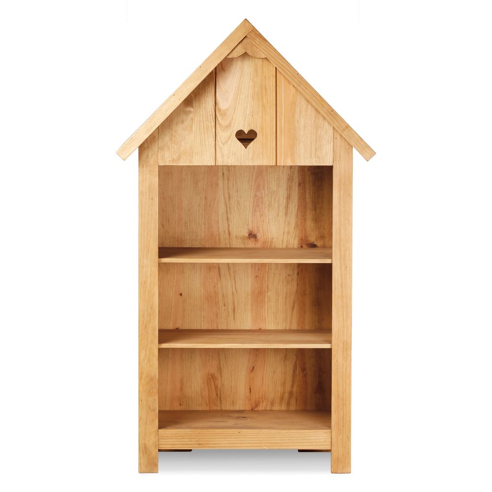 Bibliothèque 140cm pin bois massif avec toiture coeur Région