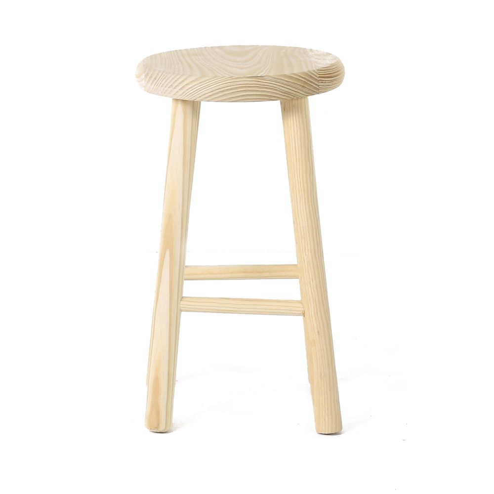 Tabouret en bois rond en pin brut rustique - Région
