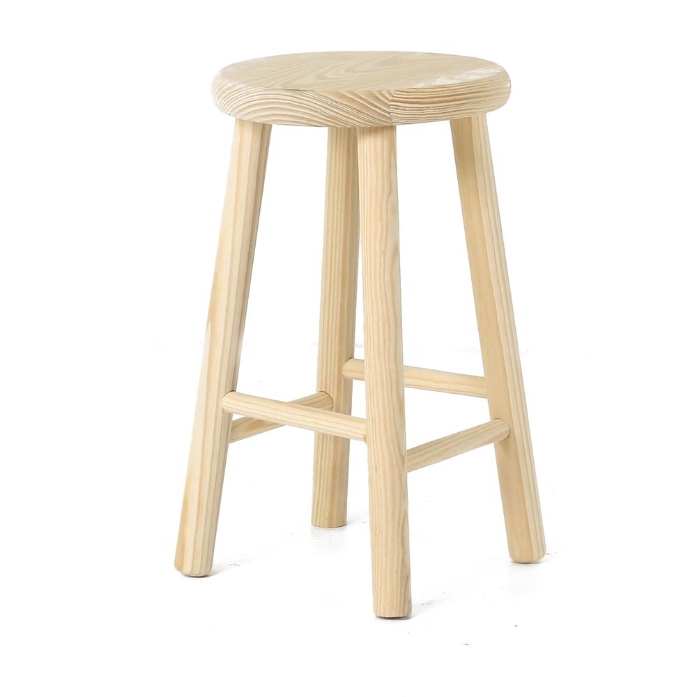 Tabouret en bois rond en pin brut rustique - Région