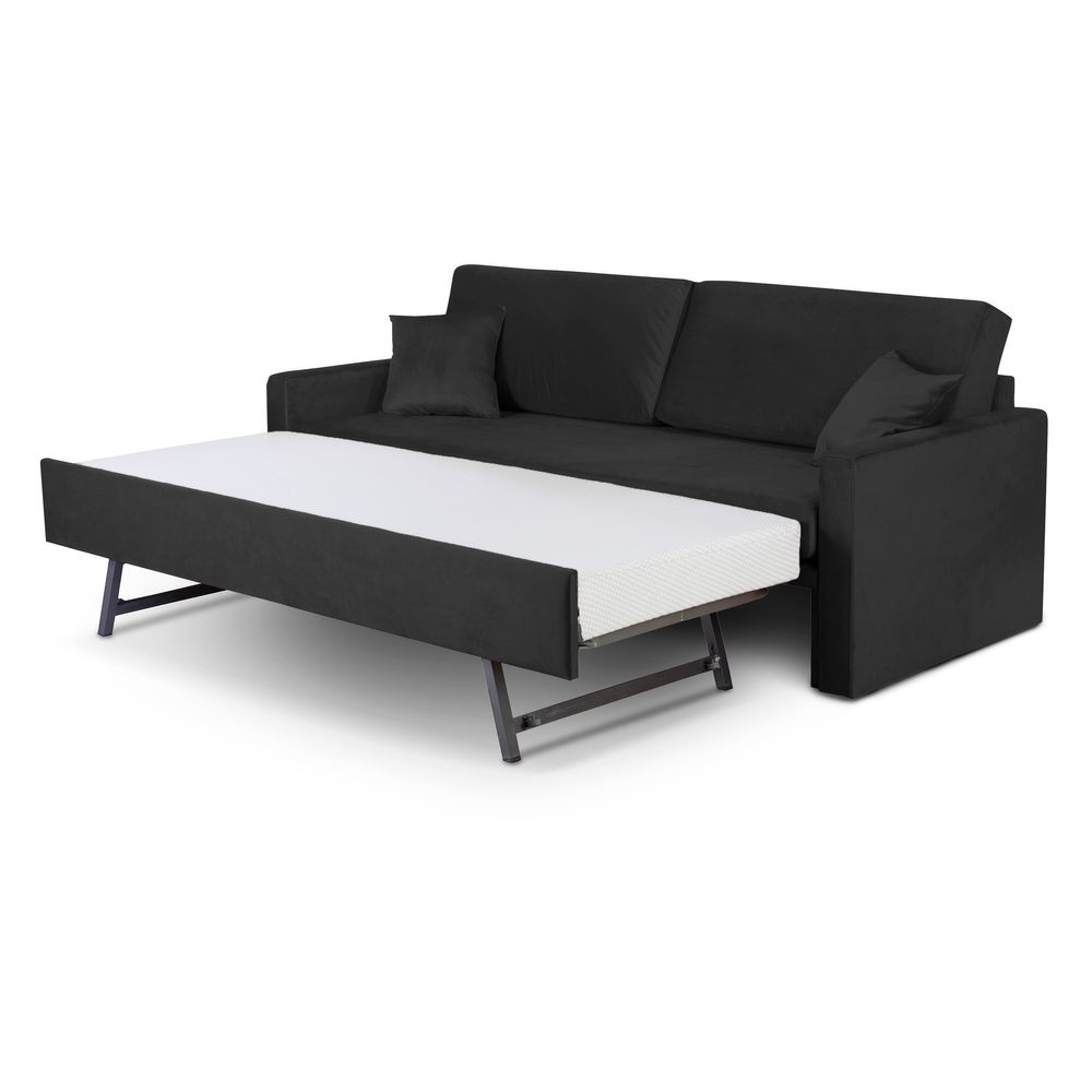 Canapé gigogne 140 x 200 cm en tissu effet velours gris foncé Ripozzini