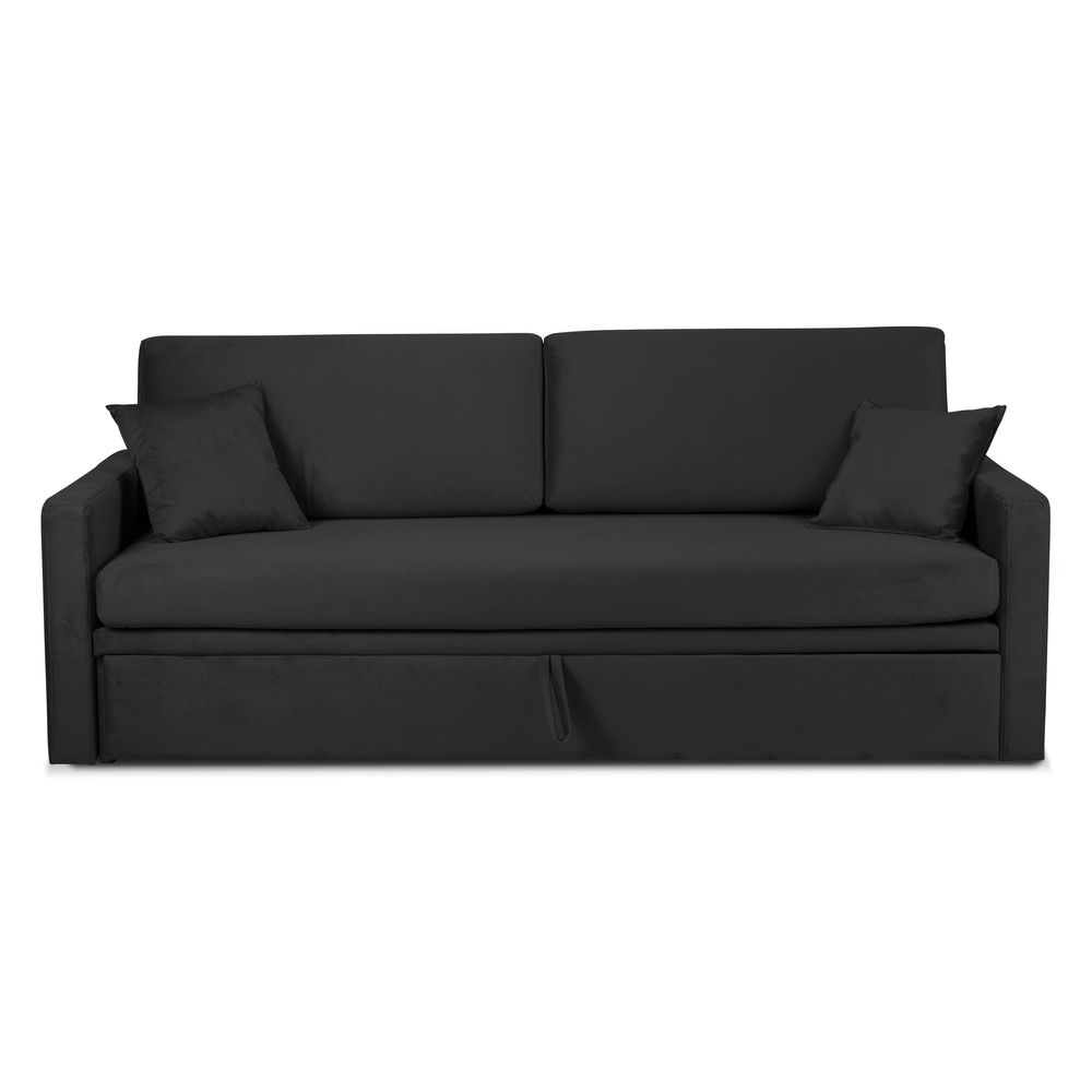 Canapé gigogne 140 x 200 cm en tissu effet velours gris foncé Ripozzini