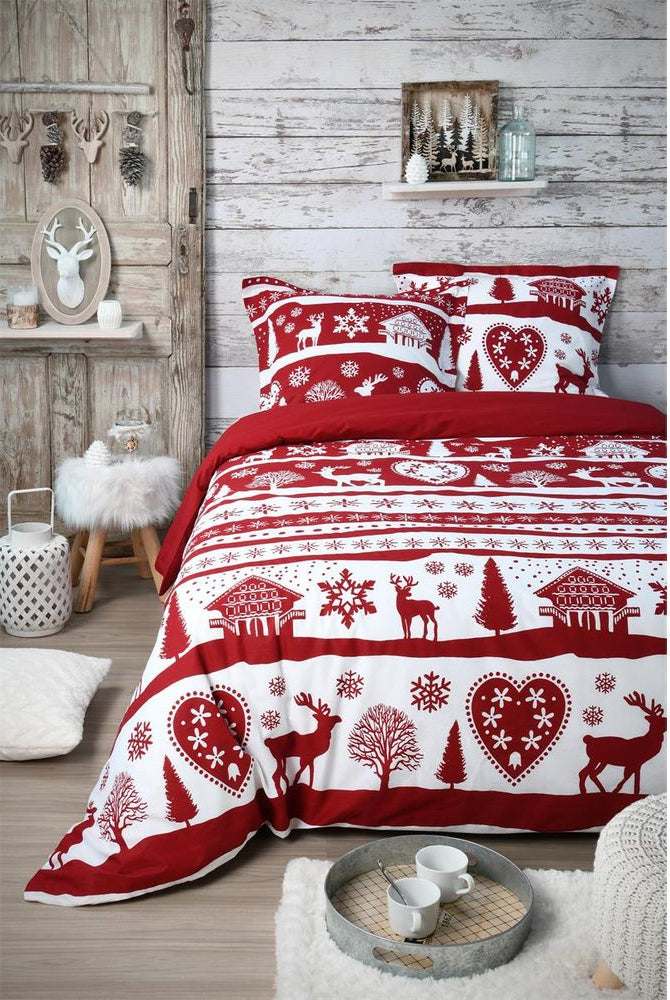 Housse de couette 260 x 240 cm rouge Valbonnais