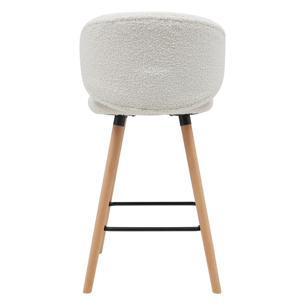 Chaise de bar tissu effet laine bouclette blanc