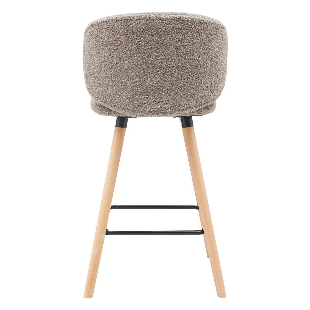 Chaise de bar tissu effet laine bouclette taupe
