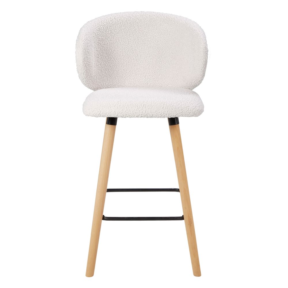 Chaise snack tissu effet laine bouclette blanche