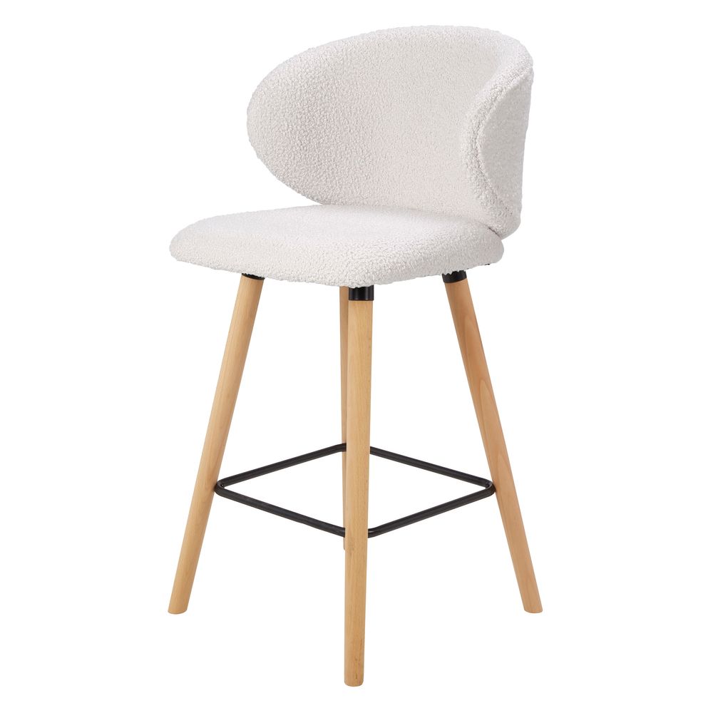 Chaise snack tissu effet laine bouclette blanche