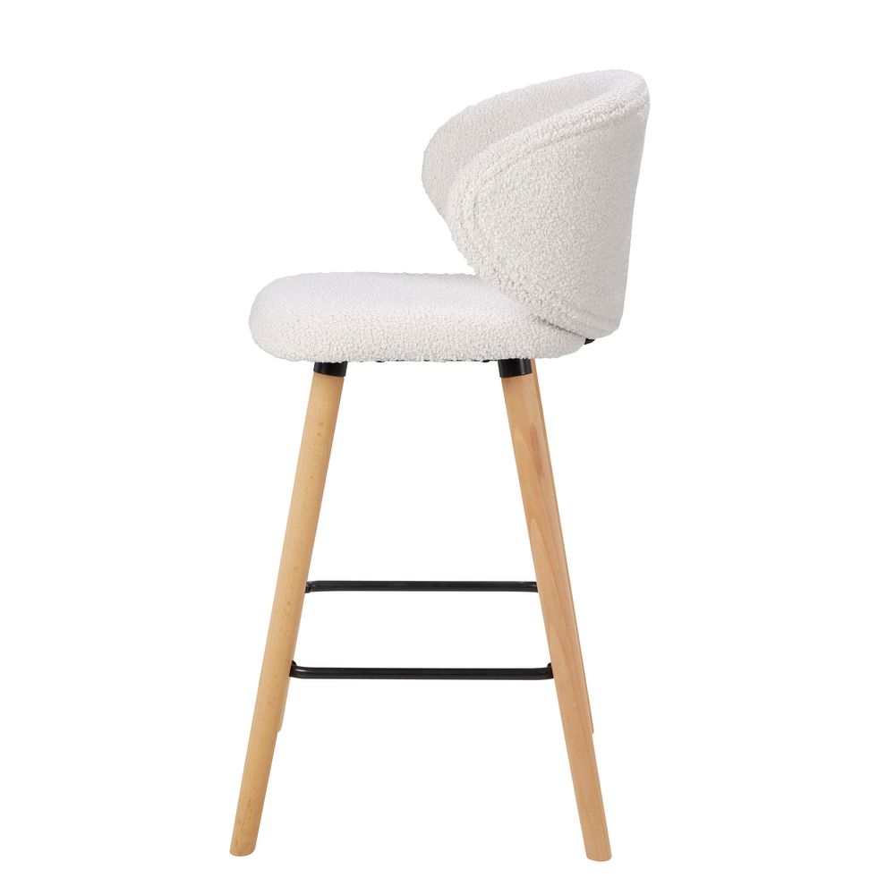 Chaise snack tissu effet laine bouclette blanche