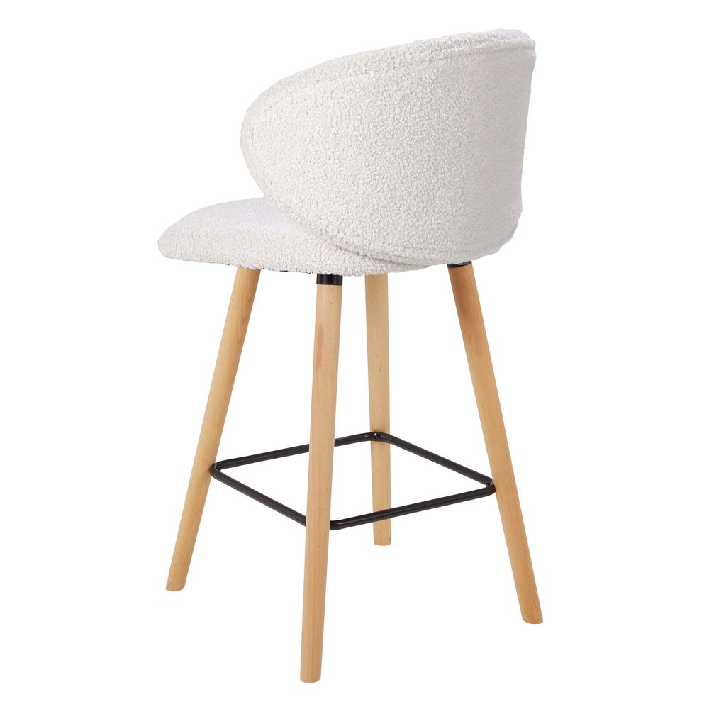 Chaise snack tissu effet laine bouclette blanche