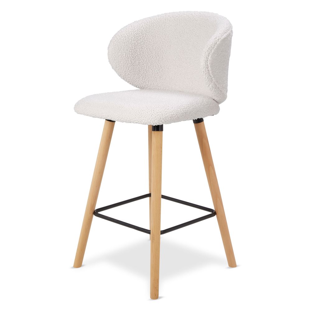 Chaise snack tissu effet laine bouclette blanche