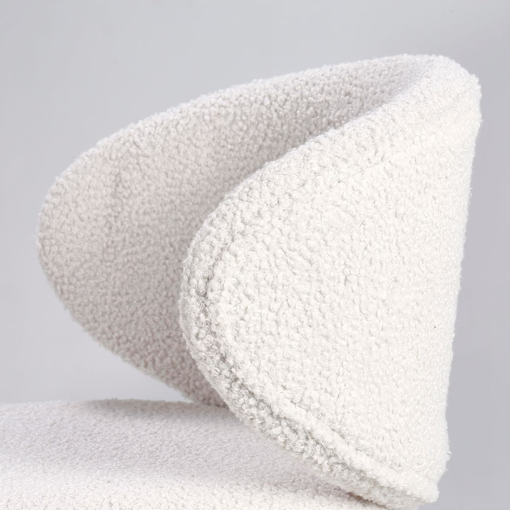 Chaise snack tissu effet laine bouclette blanche