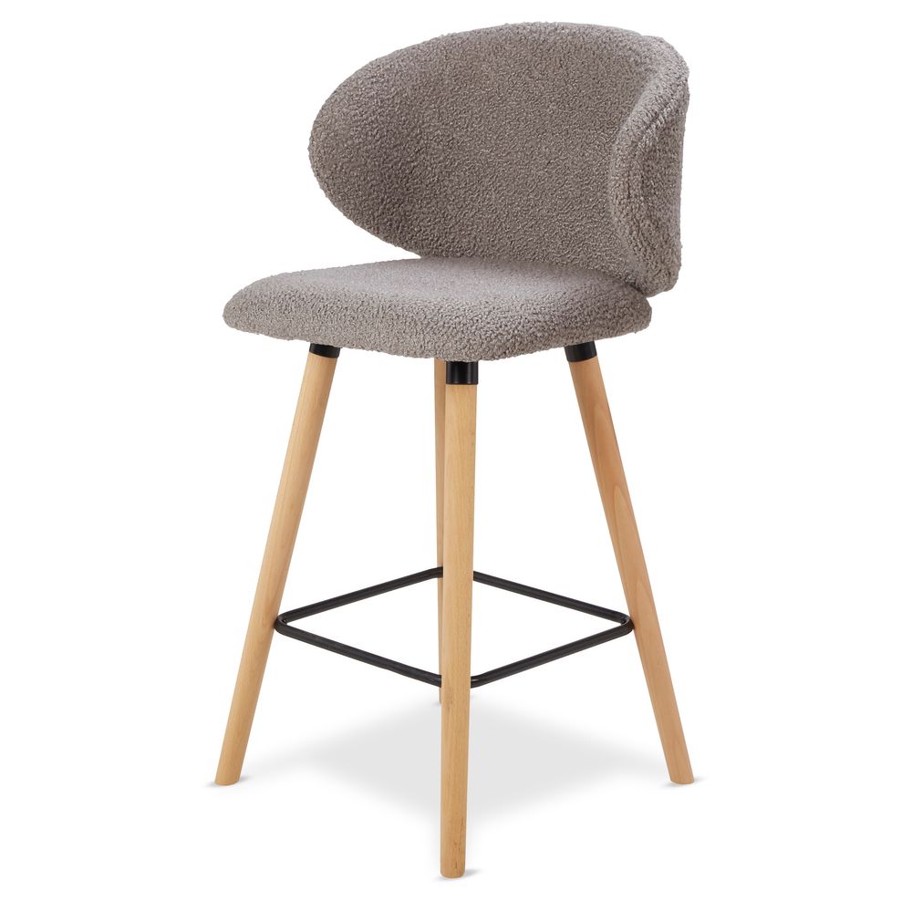 Chaise snack tissu effet laine bouclette taupe