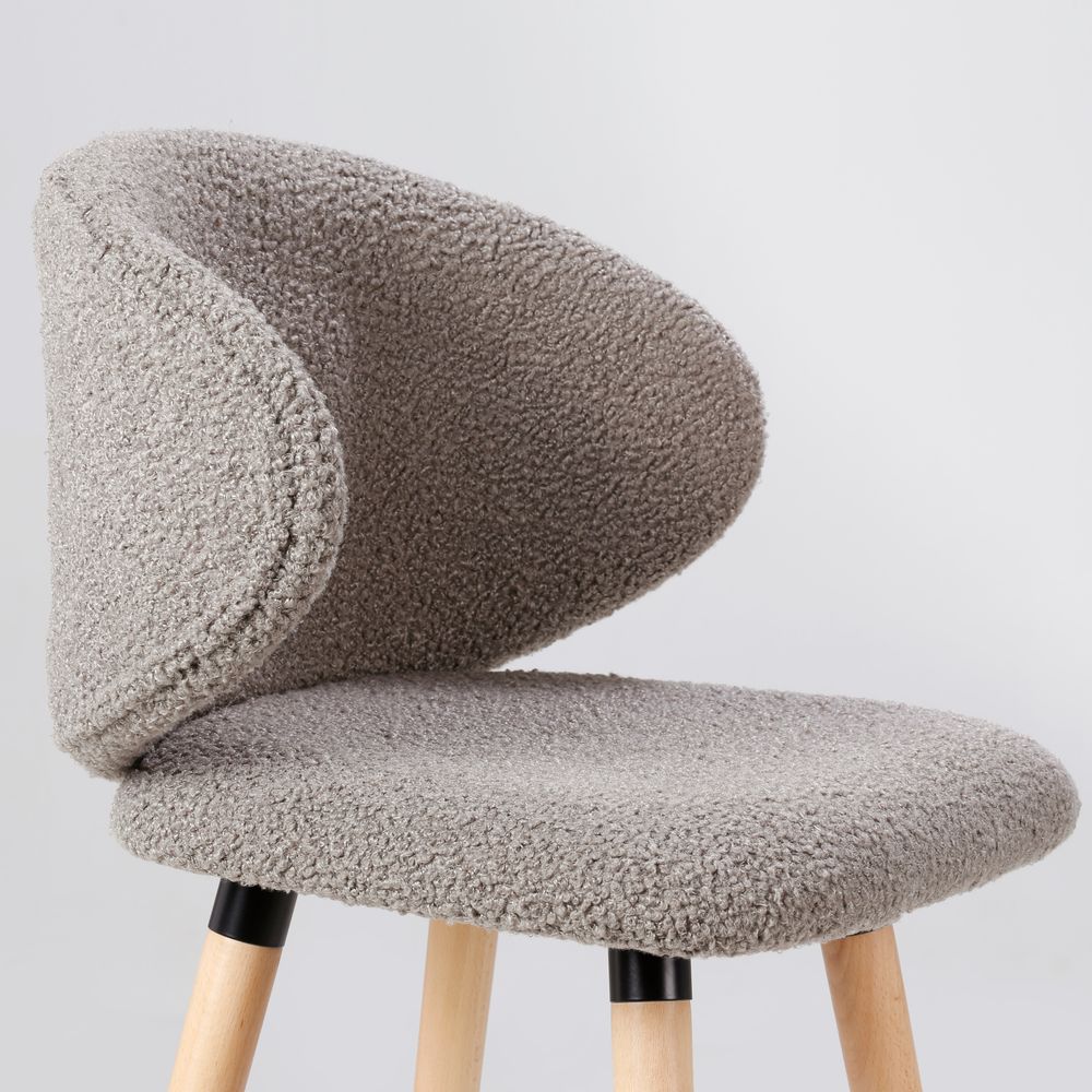 Chaise snack tissu effet laine bouclette taupe