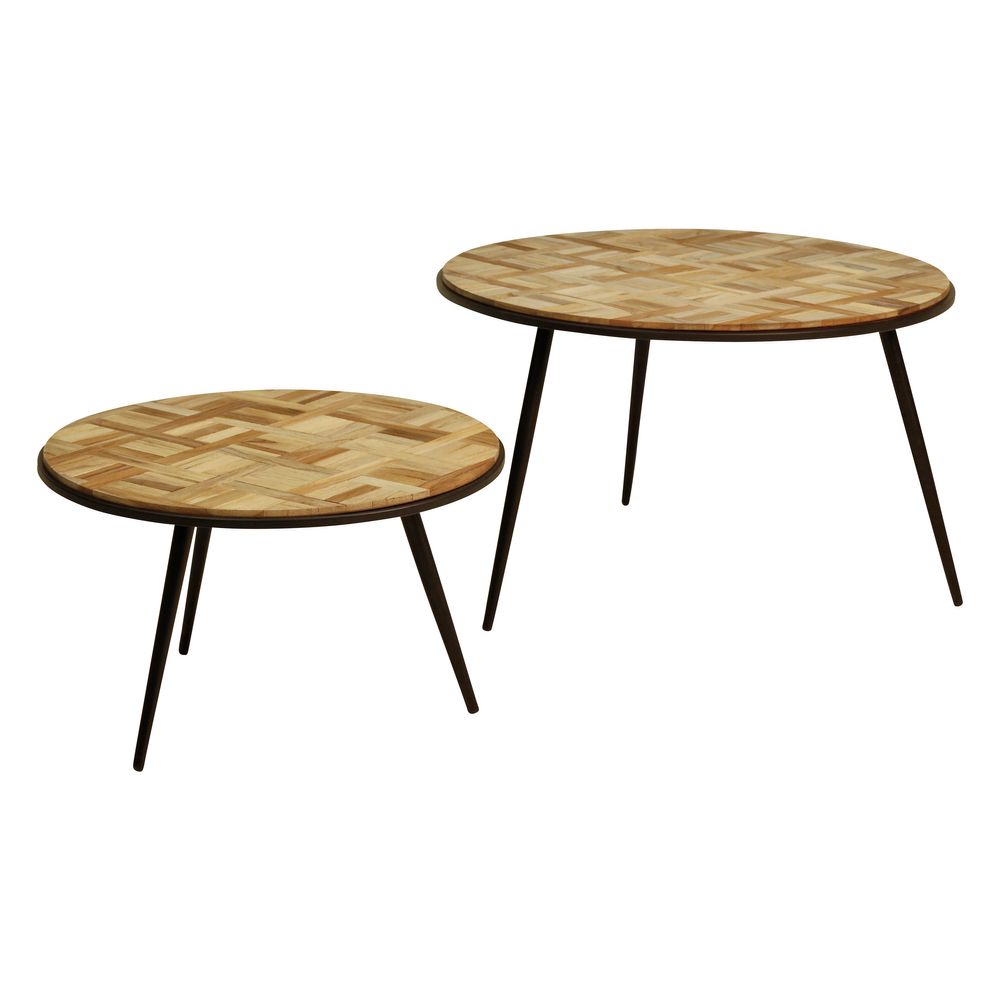 Tables basses gigognes teck recyclé 74cm - Set de 2