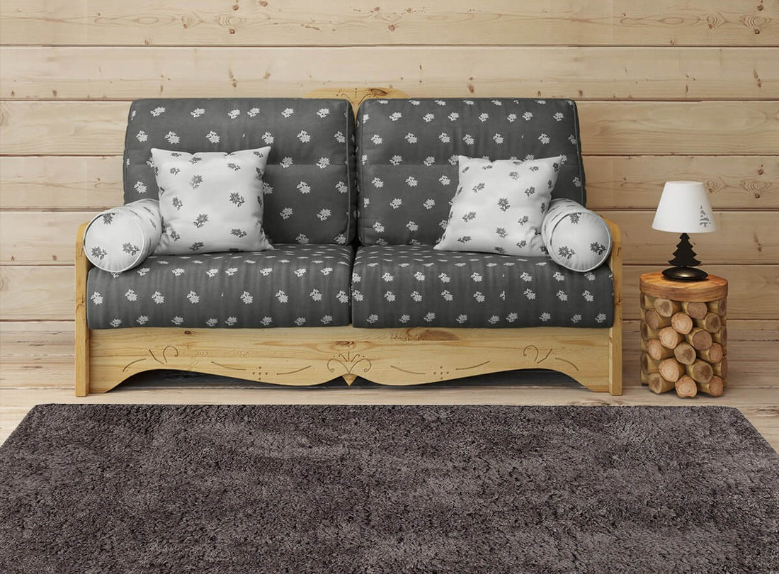 canapé convertible bois et tissu de style montagnard
