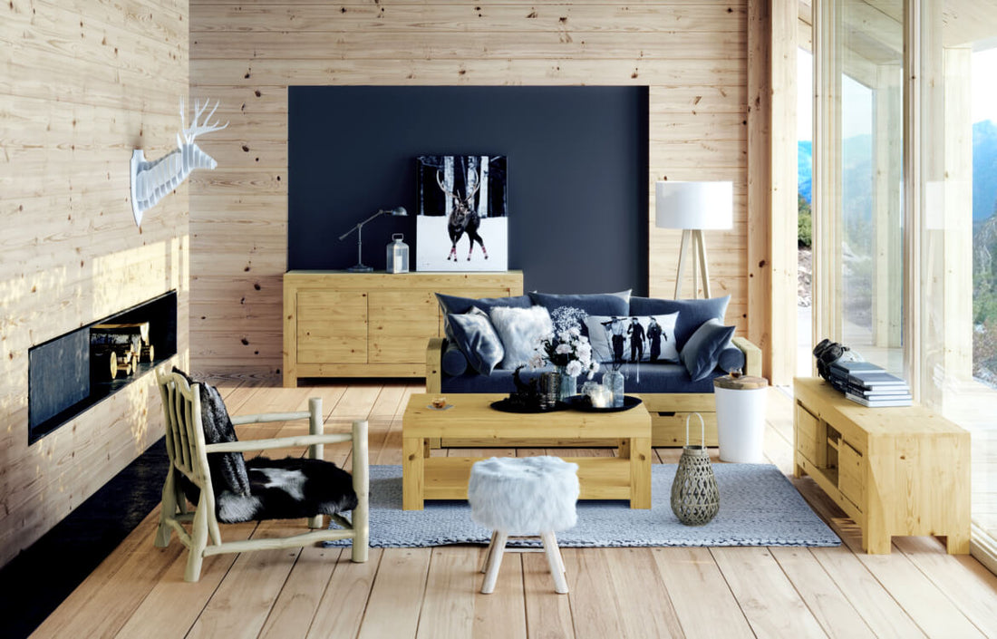 Salon d'un chalet style déco montagne