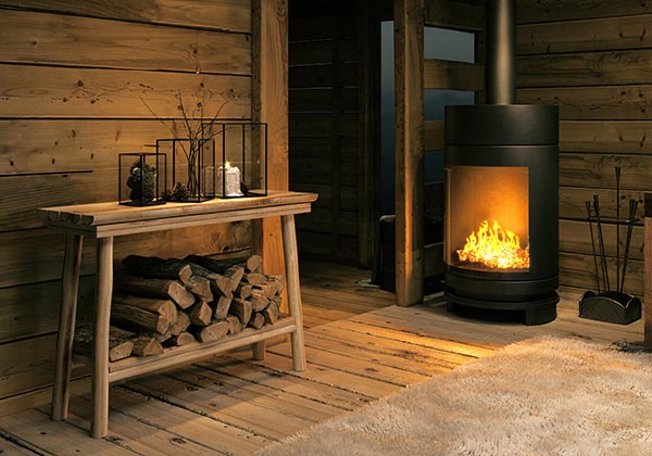 Poêle a bois chalet de montagne