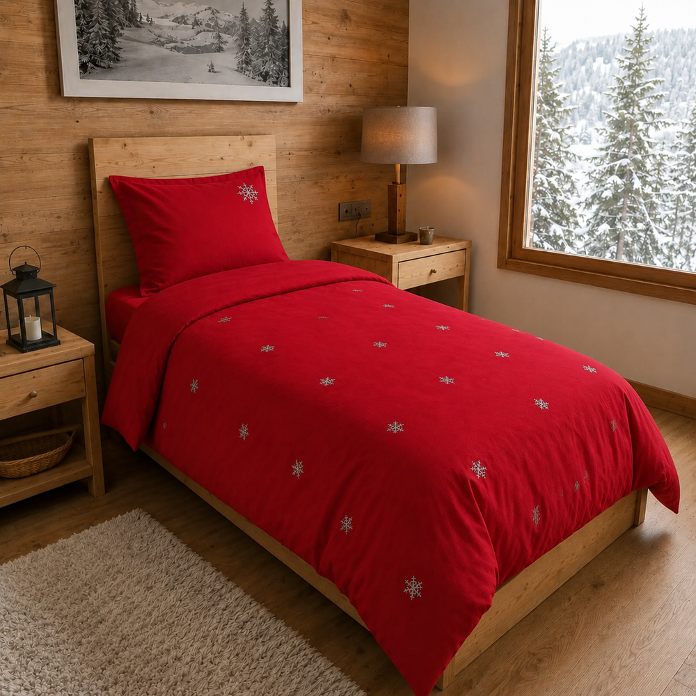 Housse de couette 200 x 200 cm neige coquelicot | Flocons de nuit