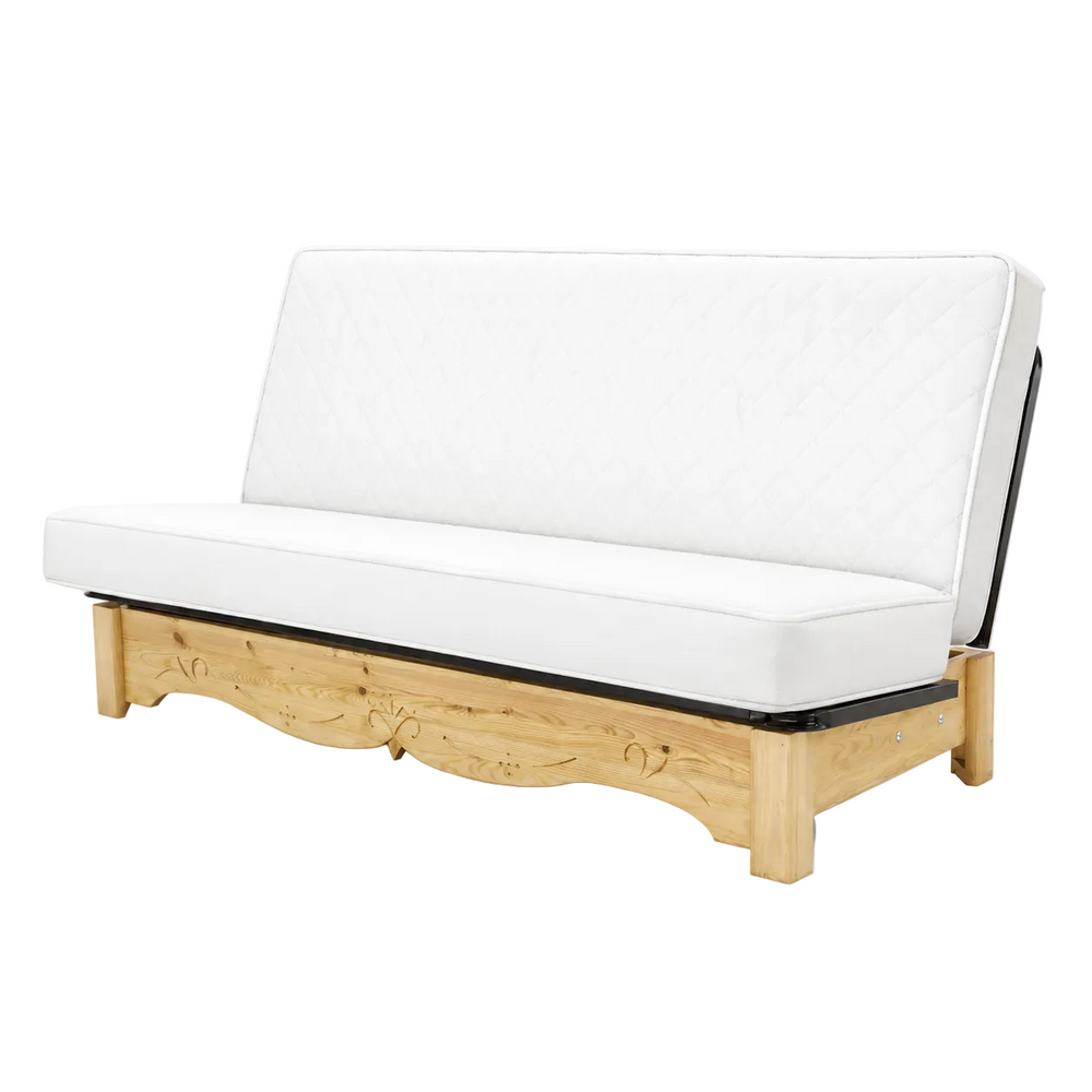Clic clac 140 x 190 cm épicéa huilé miel et tissu courchevel grenat | Aspin