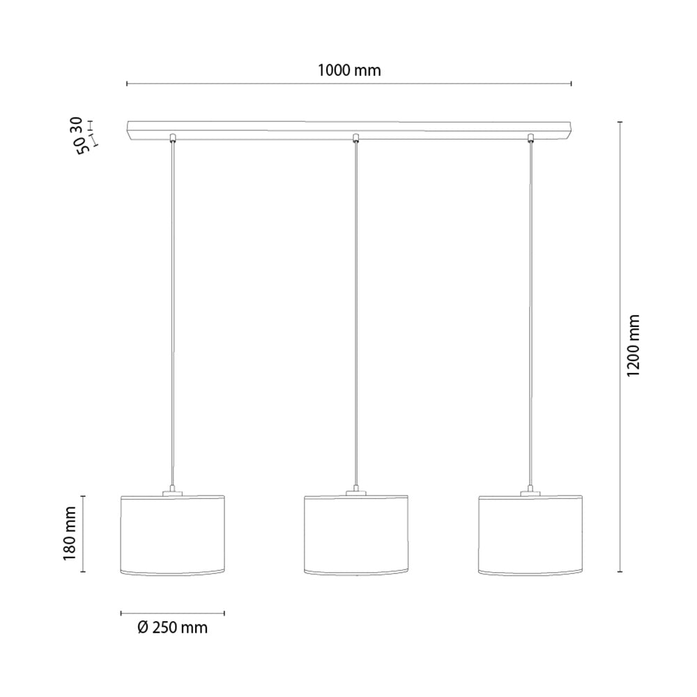 Suspension 3 lampes avec liseret | DREVA