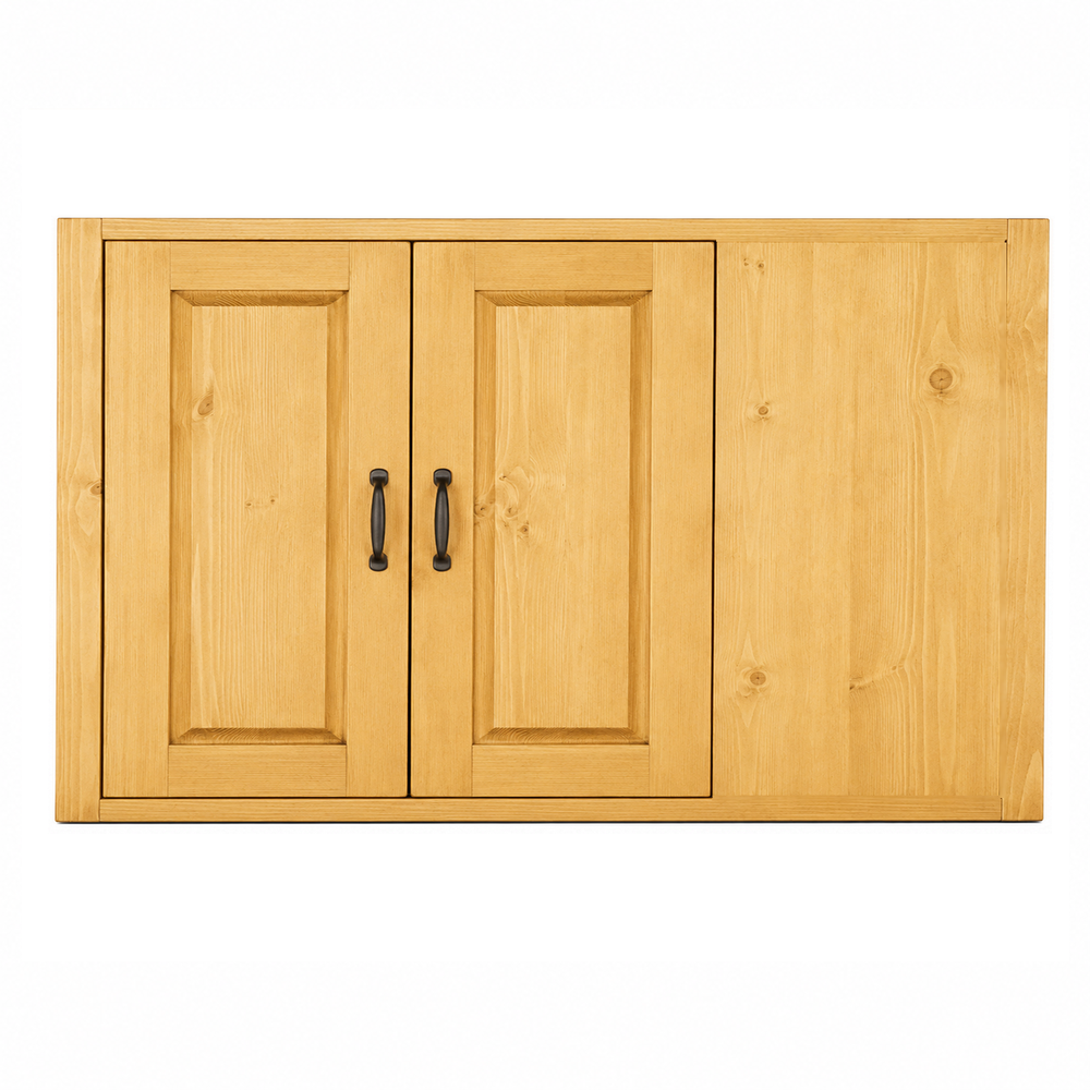 Meuble haut 120 cm d'angle à droite avec deux portes ARAVIS bois massif