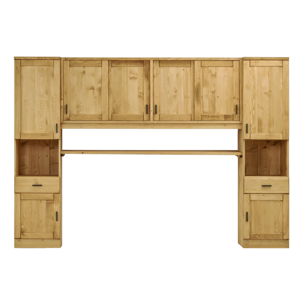 Pont de lit 4 portes coulissantes et 2 colonnes en bois massif