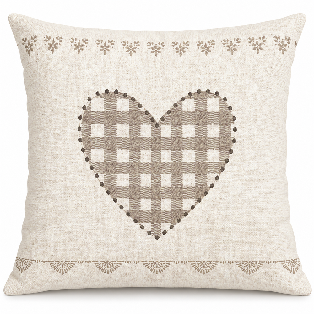 Coussin Ecrin réversible rouge et taupe